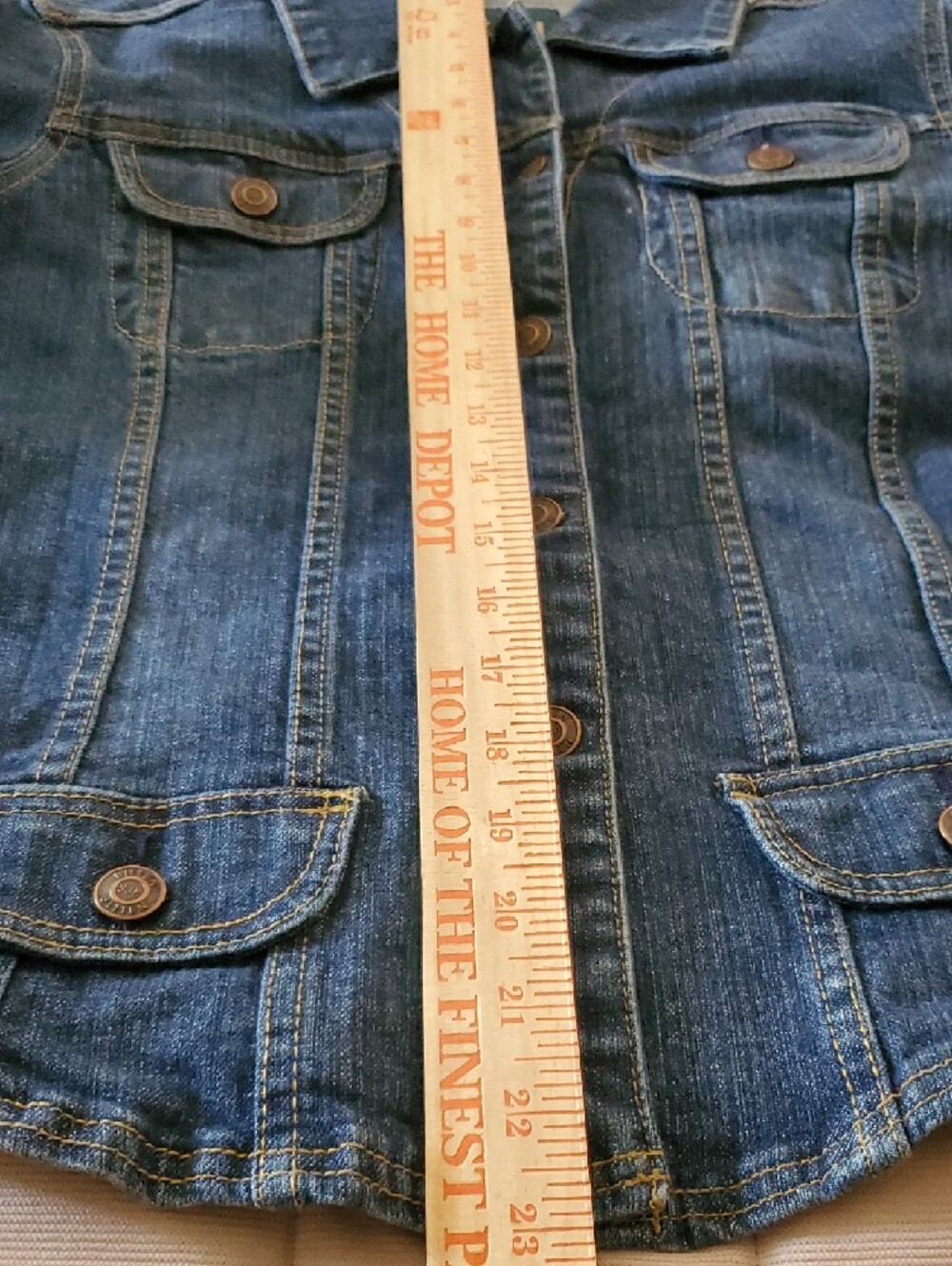 Bitten by Sarah Jessica Parker Y2K Blue Denim Jean Jacket Size Large - Picture 8 of 8